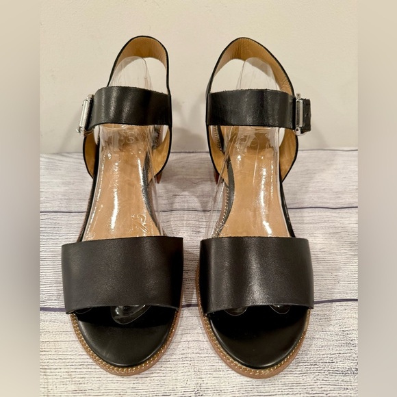 Franco Sarto Black Leather Block Heel Sandals Size 11 - Picture 10 of 14